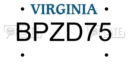BPZD75 Virginia License Plate