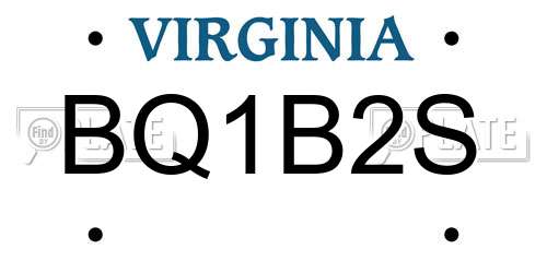 BQ1B2S Virginia License Plate