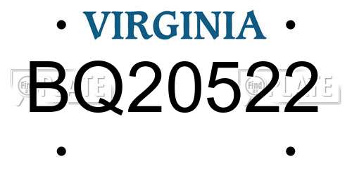 BQ20522 Virginia License Plate