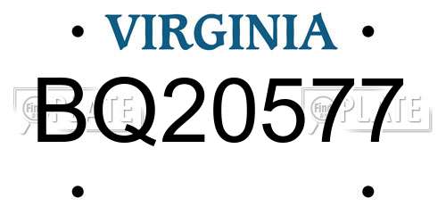 BQ20577 Virginia License Plate