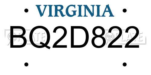 BQ2D822 Virginia License Plate