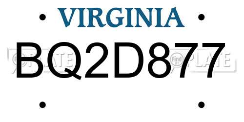 BQ2D877 Virginia License Plate