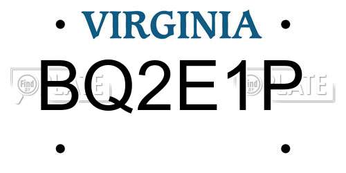 BQ2E1P Virginia License Plate