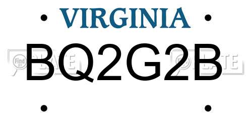 BQ2G2B Virginia License Plate