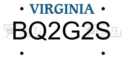 BQ2G2S Virginia License Plate