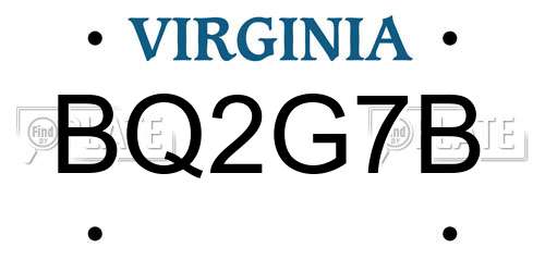 BQ2G7B Virginia License Plate