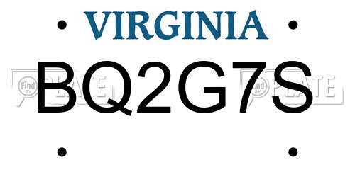 BQ2G7S Virginia License Plate