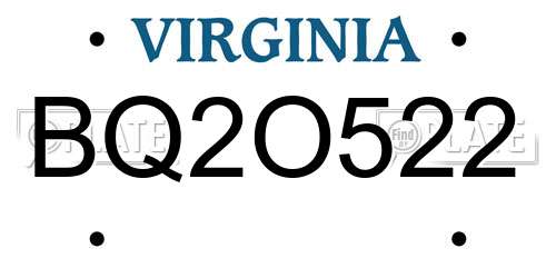 BQ2O522 Virginia License Plate