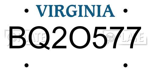 BQ2O577 Virginia License Plate
