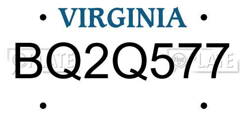 BQ2Q577 Virginia License Plate