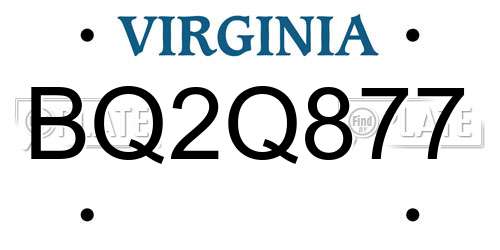 BQ2Q877 Virginia License Plate
