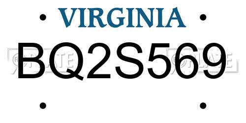 BQ2S569 Virginia License Plate