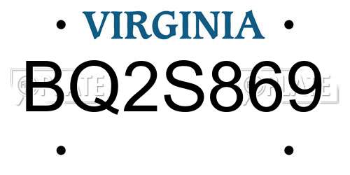 BQ2S869 Virginia License Plate