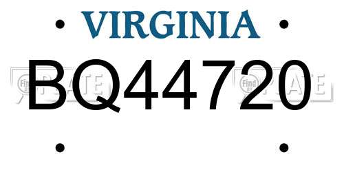 BQ44720 Virginia License Plate