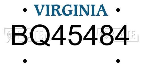 BQ45484 Virginia License Plate