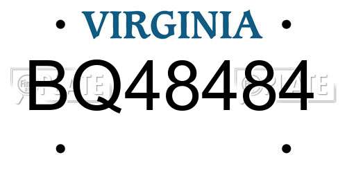 BQ48484 Virginia License Plate