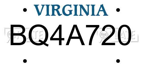BQ4A720 Virginia License Plate