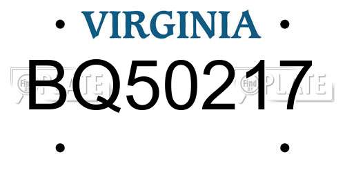 BQ50217 Virginia License Plate