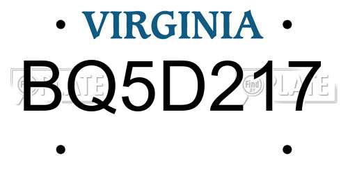 BQ5D217 Virginia License Plate