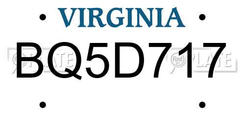 BQ5D717 Virginia License Plate