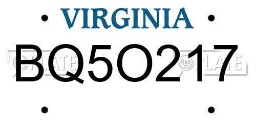 BQ5O217 Virginia License Plate