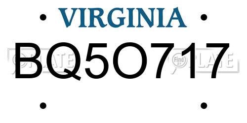 BQ5O717 Virginia License Plate