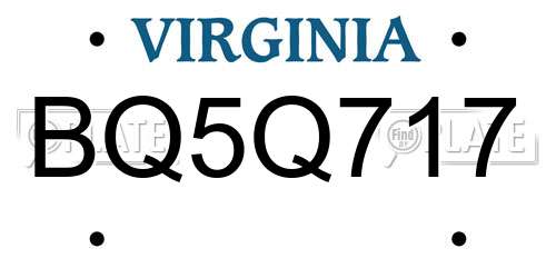 BQ5Q717 Virginia License Plate
