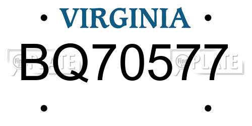 BQ70577 Virginia License Plate
