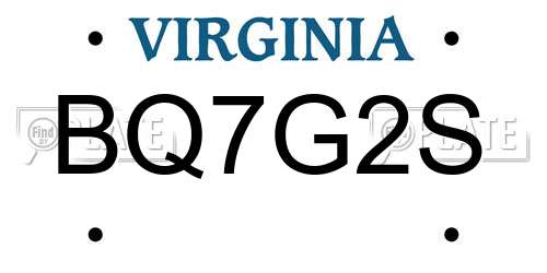 BQ7G2S Virginia License Plate