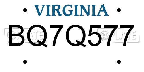 BQ7Q577 Virginia License Plate