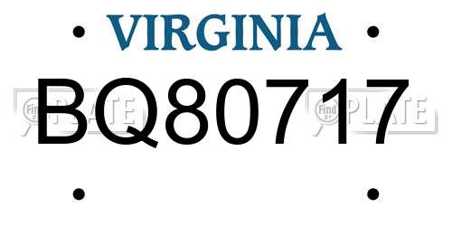 BQ80717 Virginia License Plate