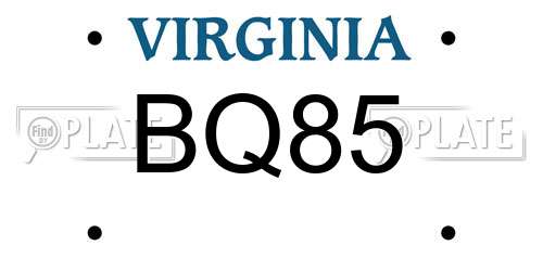BQ85 Virginia License Plate