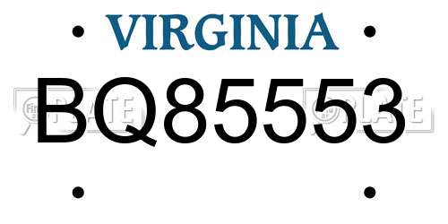 BQ85553 Virginia License Plate