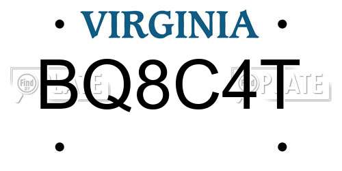BQ8C4T Virginia License Plate