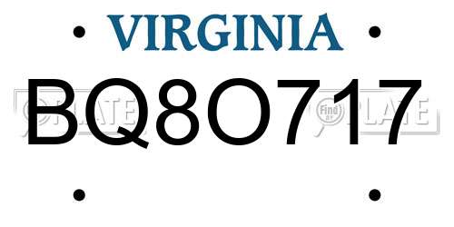 BQ8O717 Virginia License Plate