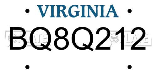 BQ8Q212 Virginia License Plate