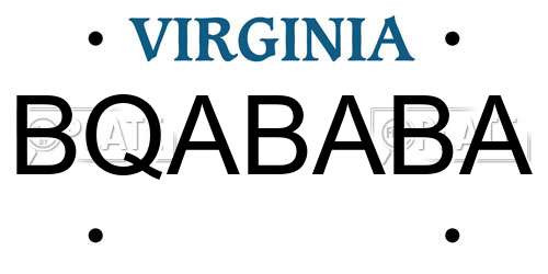 BQABABA Virginia License Plate