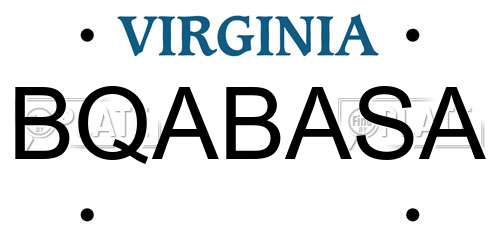 BQABASA Virginia License Plate