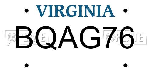 BQAG76 Virginia License Plate