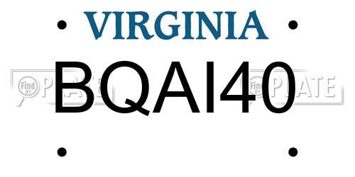 BQAI40 Virginia License Plate