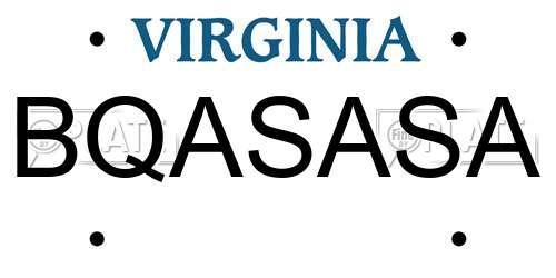 BQASASA Virginia License Plate