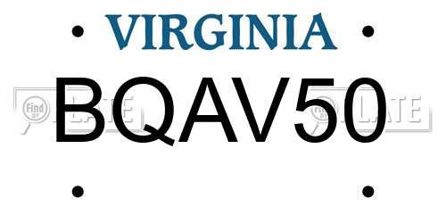 BQAV50 Virginia License Plate