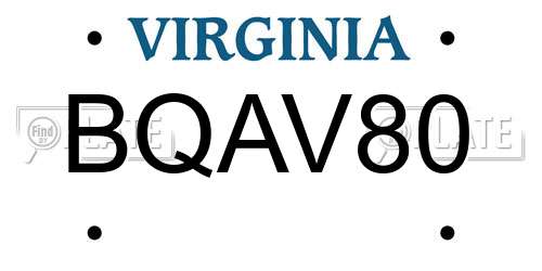 BQAV80 Virginia License Plate
