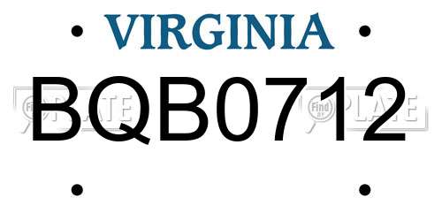 BQB0712 Virginia License Plate