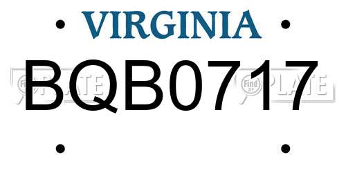 BQB0717 Virginia License Plate