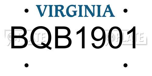 BQB1901 Virginia License Plate