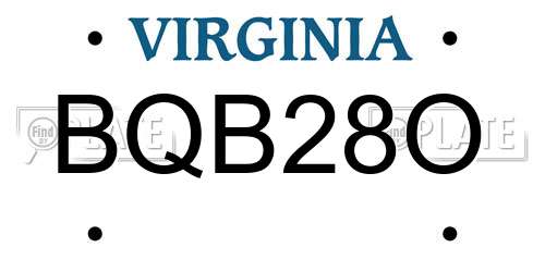 BQB28O Virginia License Plate