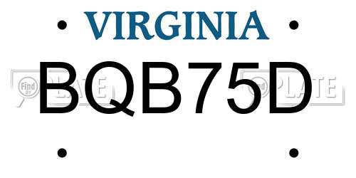 BQB75D Virginia License Plate