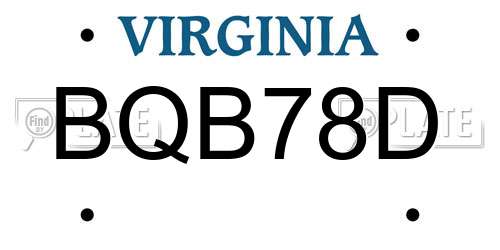 BQB78D Virginia License Plate