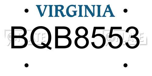 BQB8553 Virginia License Plate